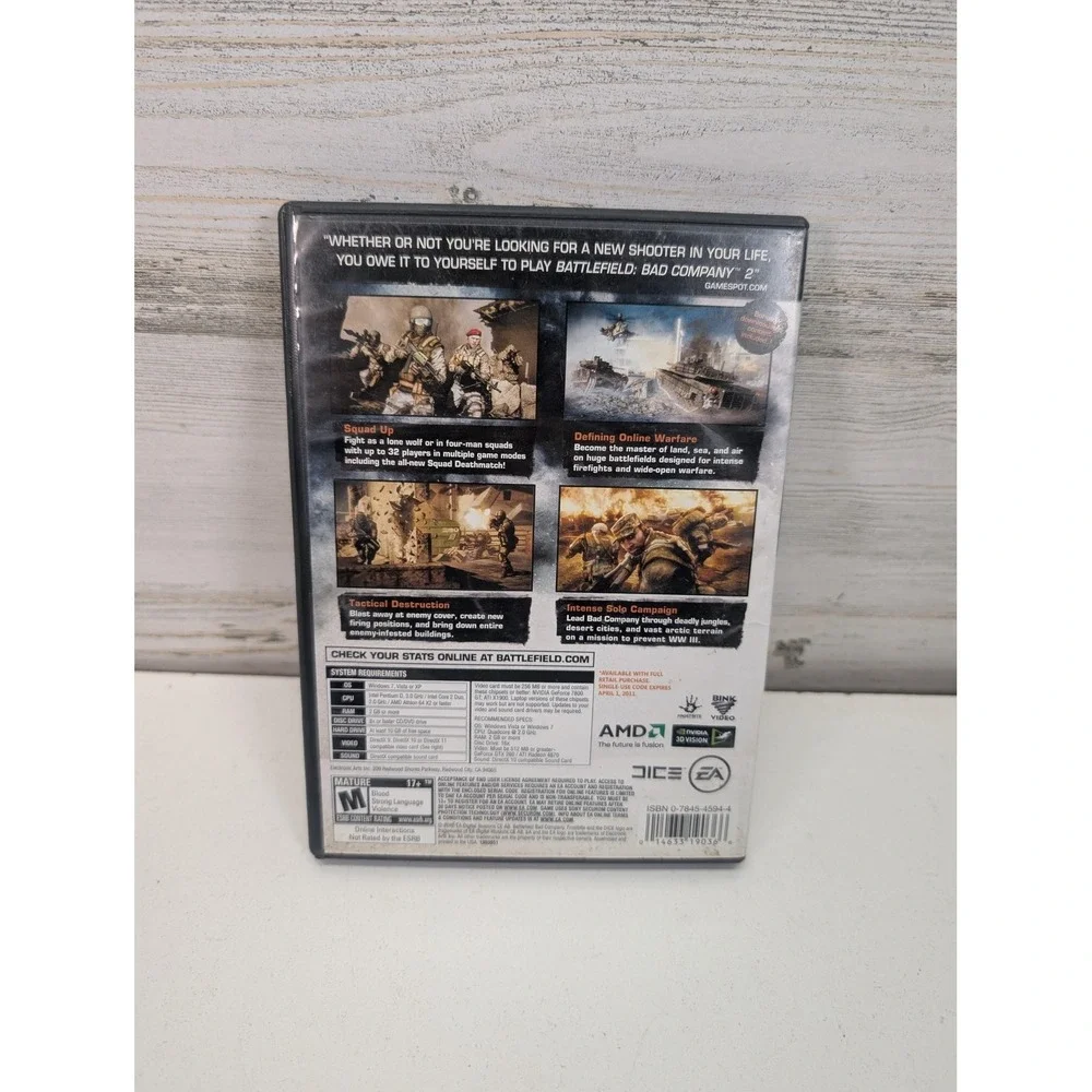 Battlefield Bad Company 2 PC Game EA Shooter Multiplayer Online M Manual